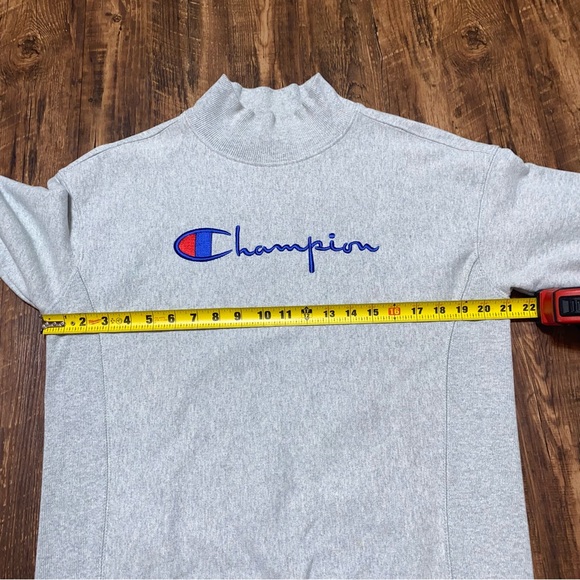 Champion Grey Unisex Reverse Weave High Neck Pullover Sweater Medium - Picture 5 of 8